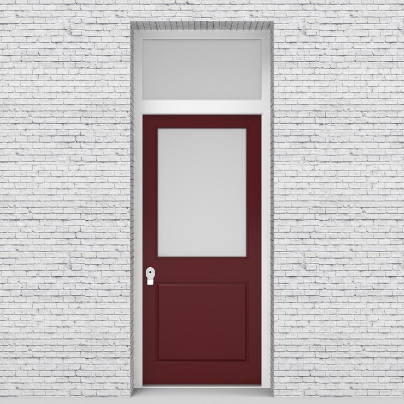 8.single Door With Transom 2 Panel With A Large Glass Pane Ruby Red (ral3003)