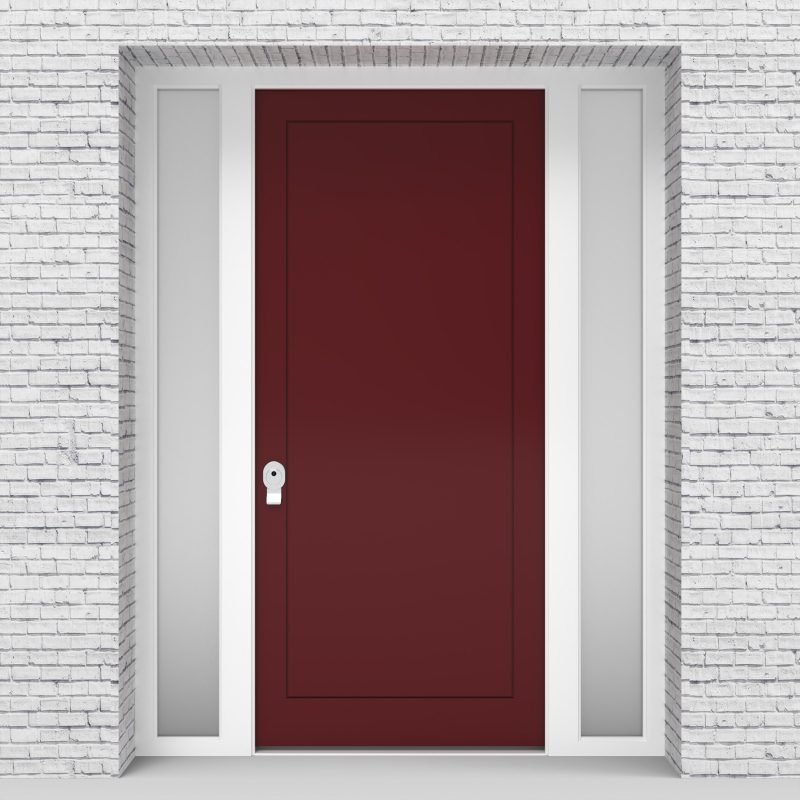 8.single Door With Two Side Panels One Panel Ruby Red (ral3003)