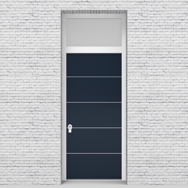 9.single Door With Transom 4 Aluminium Inlays Sapphire Blue (ral5003)