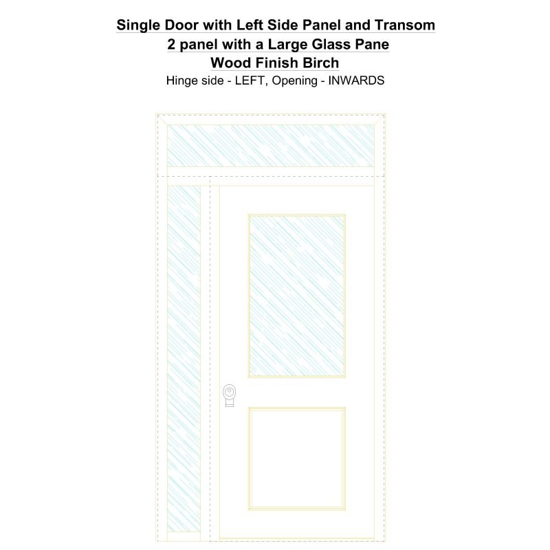 Sd1spt(left) 2 Panel With A Large Glass Pane Wood Finish Birch Security Door