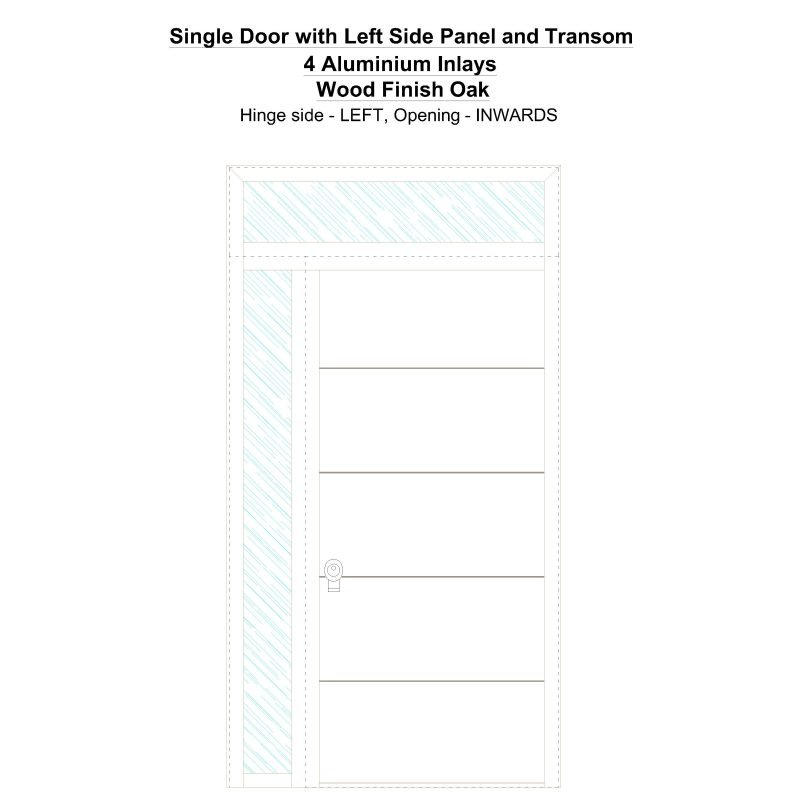 Sd1spt(left) 4 Aluminium Inlays Wood Finish Oak Security Door