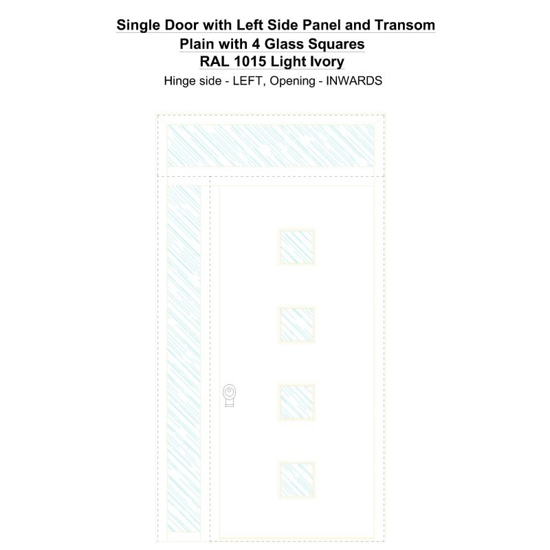 Sd1spt(left) Plain With 4 Glass Squares Ral 1015 Light Ivory Security Door