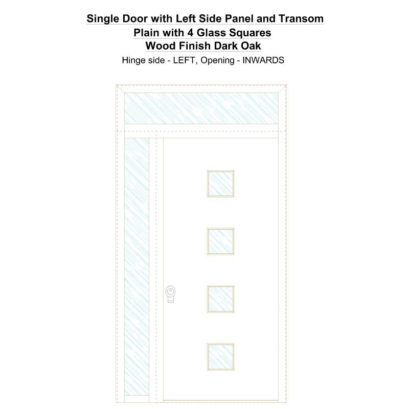 Sd1spt(left) Plain With 4 Glass Squares Wood Finish Dark Oak Security Door