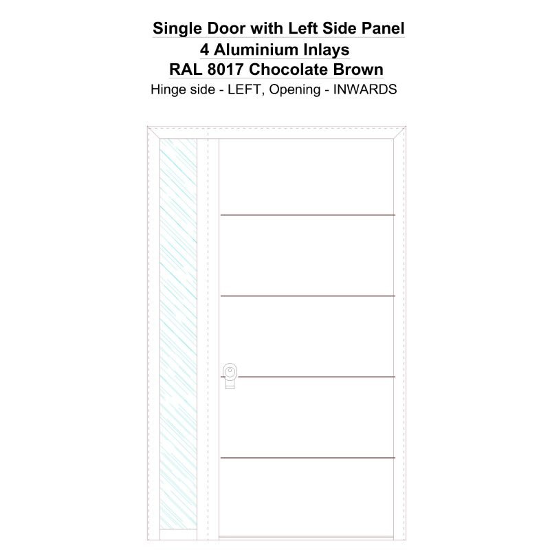 Sd1sp(left) 4 Aluminium Inlays Ral 8017 Chocolate Brown Security Door