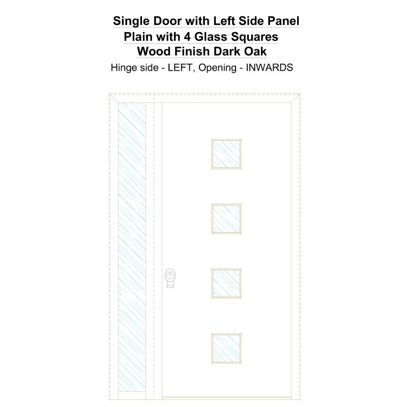 Sd1sp(left) Plain With 4 Glass Squares Wood Finish Dark Oak Security Door