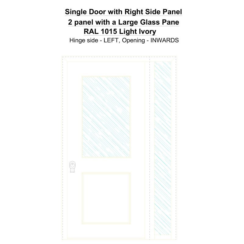 Sd1sp(right) 2 Panel With A Large Glass Pane Ral 1015 Light Ivory Security Door