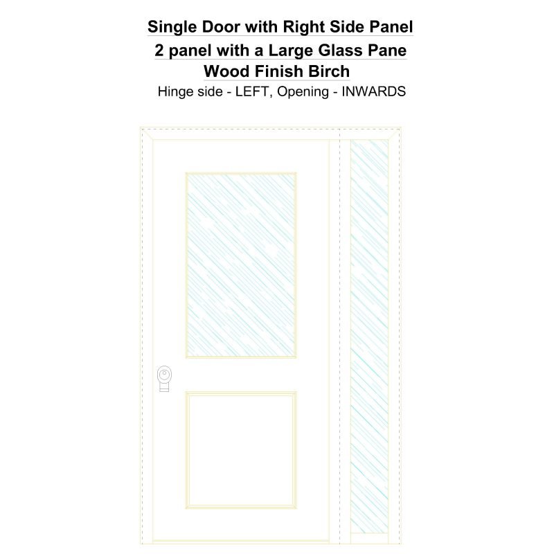 Sd1sp(right) 2 Panel With A Large Glass Pane Wood Finish Birch Security Door