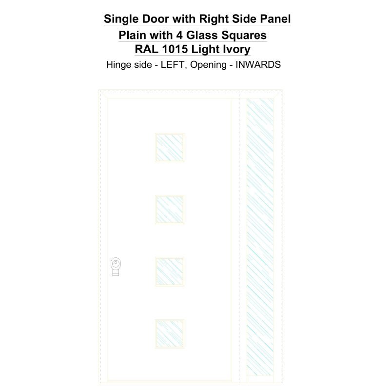 Sd1sp(right) Plain With 4 Glass Squares Ral 1015 Light Ivory Security Door