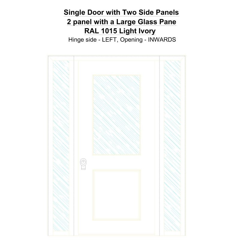 Sd2sp 2 Panel With A Large Glass Pane Ral 1015 Light Ivory Security Door