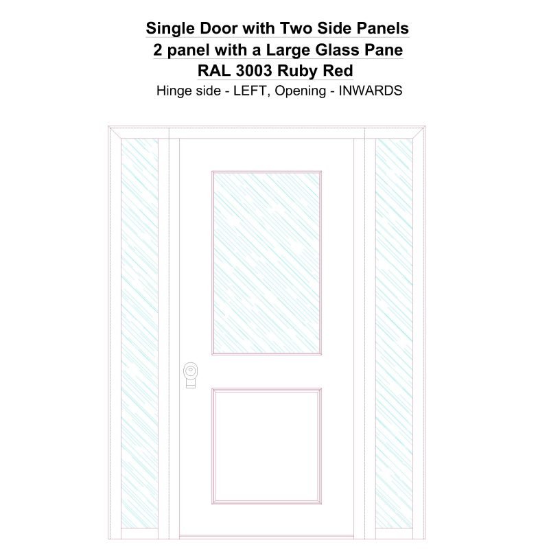 Sd2sp 2 Panel With A Large Glass Pane Ral 3003 Ruby Red Security Door
