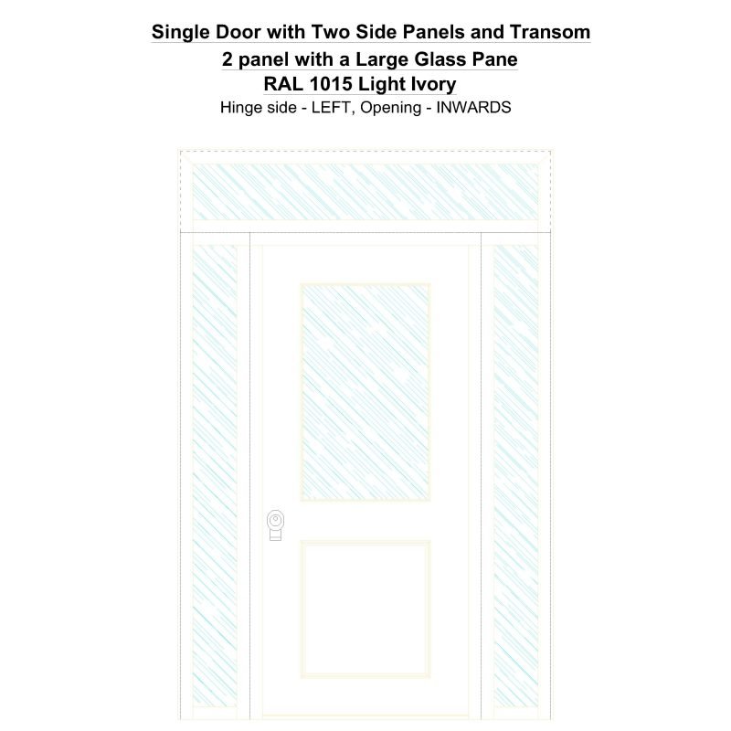 Sd2spt 2 Panel With A Large Glass Pane Ral 1015 Light Ivory Security Door