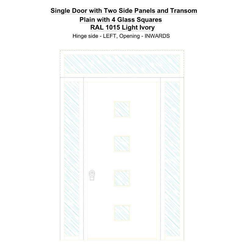 Sd2spt Plain With 4 Glass Squares Ral 1015 Light Ivory Security Door