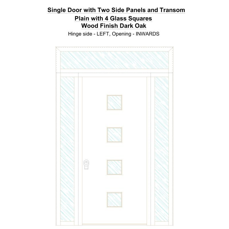 Sd2spt Plain With 4 Glass Squares Wood Finish Dark Oak Security Door