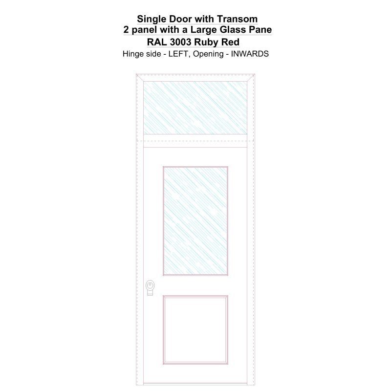 Sdt 2 Panel With A Large Glass Pane Ral 3003 Ruby Red Security Door