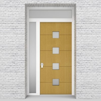 1.single Door 4 Horizontal Lines With 4 Glass Squares Birch