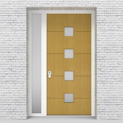 1.single Door With Left Side Panel 4 Horizontal Lines With 4 Glass Birch