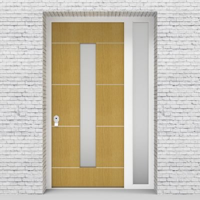 1.single Door With Right Side Panel 4 Aluminium Inlays With Central Glass Birch