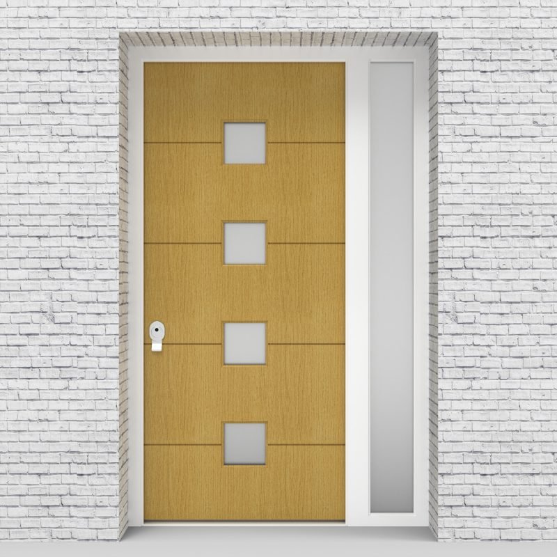 1.single Door With Right Side Panel 4 Horizontal Lines With 4 Glass Birch