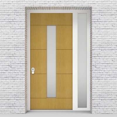1.single Door With Right Side Panel 4 Horizontal Lines With Central Glass Birch