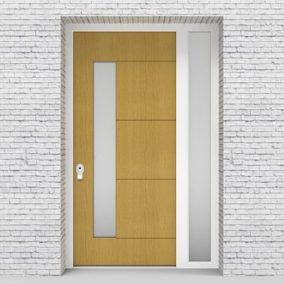 1.single Door With Right Side Panel 4 Horizontal Lines With Lock Side Glass Birch