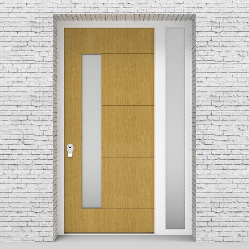1.single Door With Right Side Panel 4 Horizontal Lines With Lock Side Glass Birch