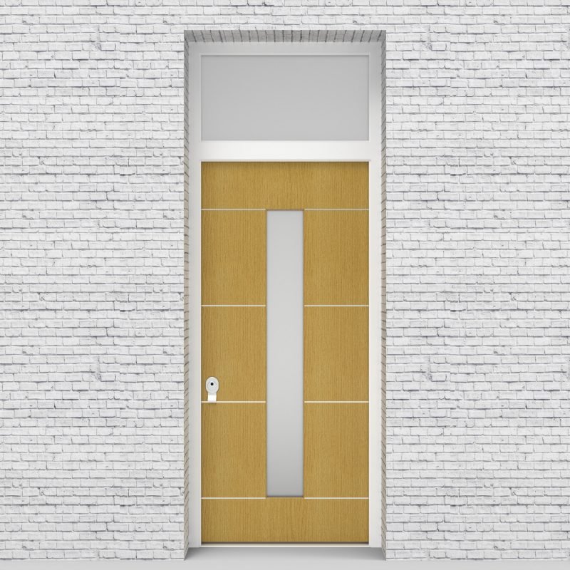 1.single Door With Transom 4 Aluminium Inlays With Central Glass Birch