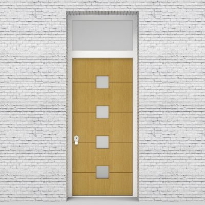 1.single Door With Transom 4 Horizontal Lines With 4 Glass Squares Birch