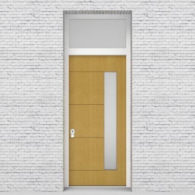 1.single Door With Transom 4 Horizontal Lines With Hinge Side Glass Birch