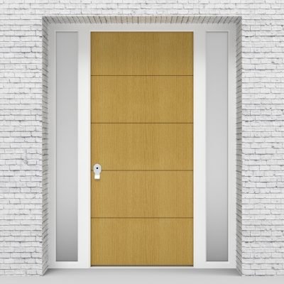 1.single Door With Two Side Panels 4 Horizontal Lines Birch