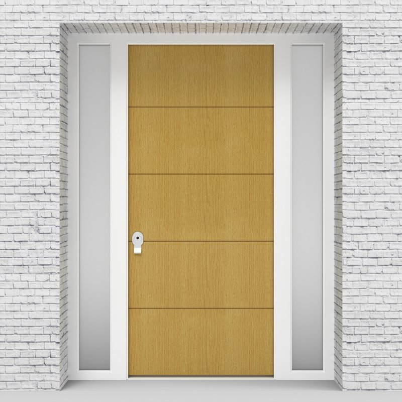 1.single Door With Two Side Panels 4 Horizontal Lines Birch