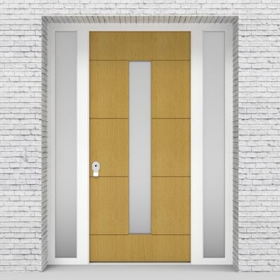 1.single Door With Two Side Panels 4 Horizontal Lines With Central Glass Birch