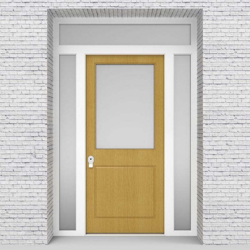 1.single Door With Two Side Panels And Transom 2 Panel With A Large Birch