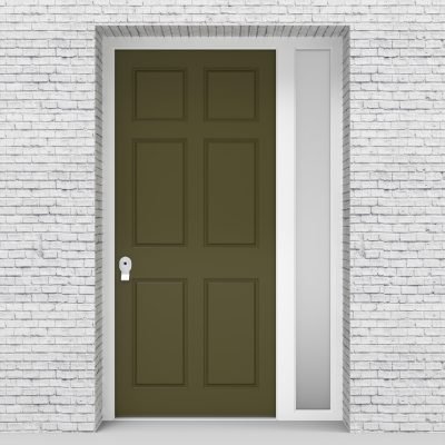 12.single Door With Right Side Panel Victorian 6 Panel Reed Green (ral6013)