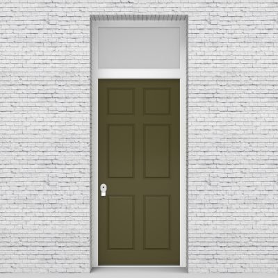 12.single Door With Transom Victorian 6 Panel Reed Green (ral6013)