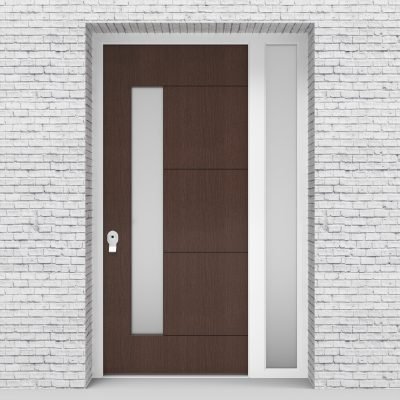 2.single Door With Right Side Panel 4 Horizontal Lines With Lock Side Glass Dark Oak