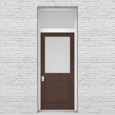 2.single Door With Transom 2 Panel With A Large Glass Pane Dark Oak
