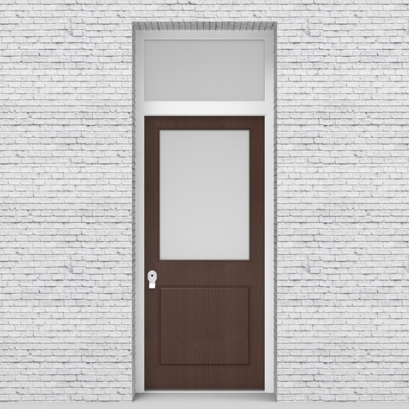 2.single Door With Transom 2 Panel With A Large Glass Pane Dark Oak