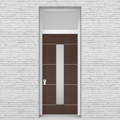 2.single Door With Transom 4 Aluminium Inlays With Central Glass Dark Oak