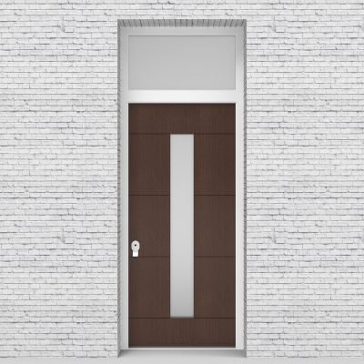 2.single Door With Transom 4 Horizontal Lines With Central Glass Dark Oak