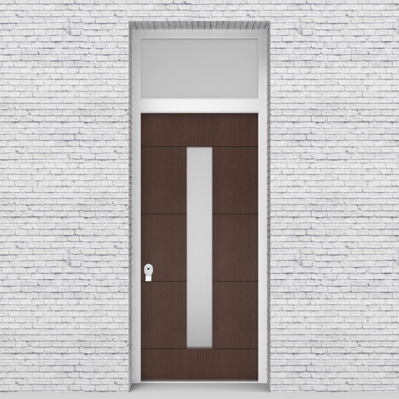 2.single Door With Transom 4 Horizontal Lines With Central Glass Dark Oak