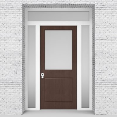 2.single Door With Two Side Panels And Transom 2 Panel With A Large Dark Oak