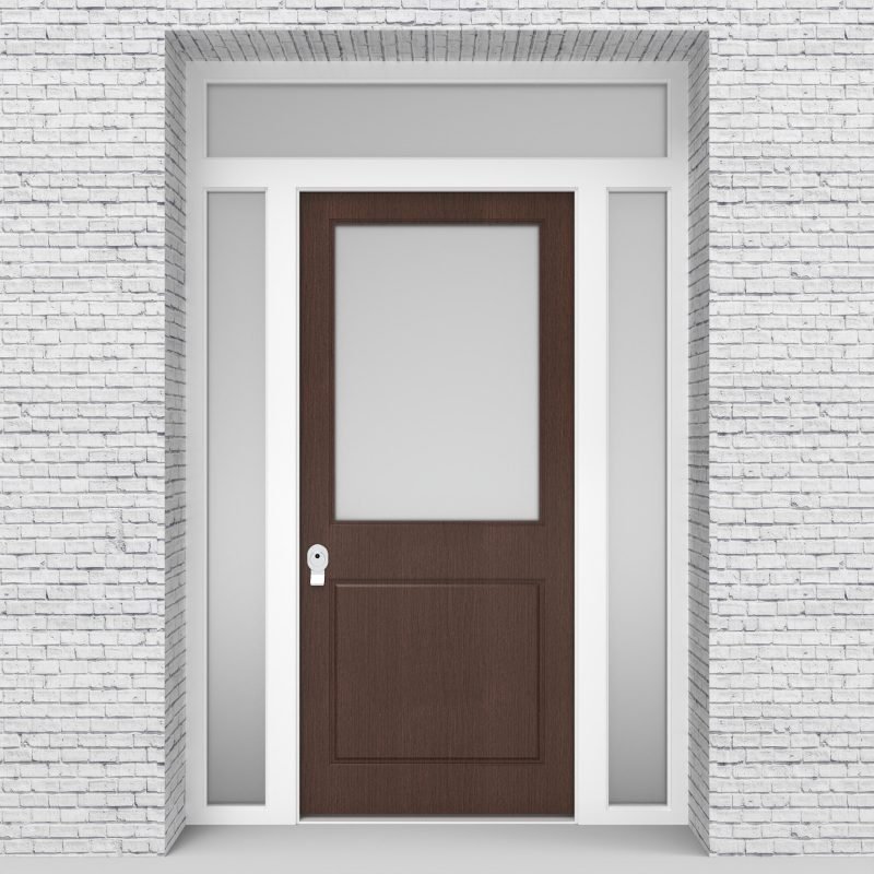 2.single Door With Two Side Panels And Transom 2 Panel With A Large Dark Oak