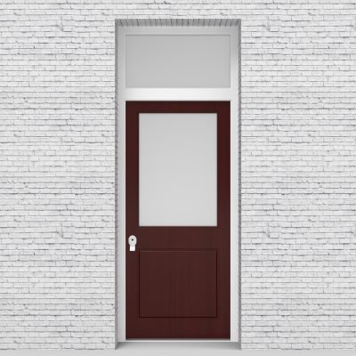 3.single Door With Transom 2 Panel With A Large Glass Pane Mahogany