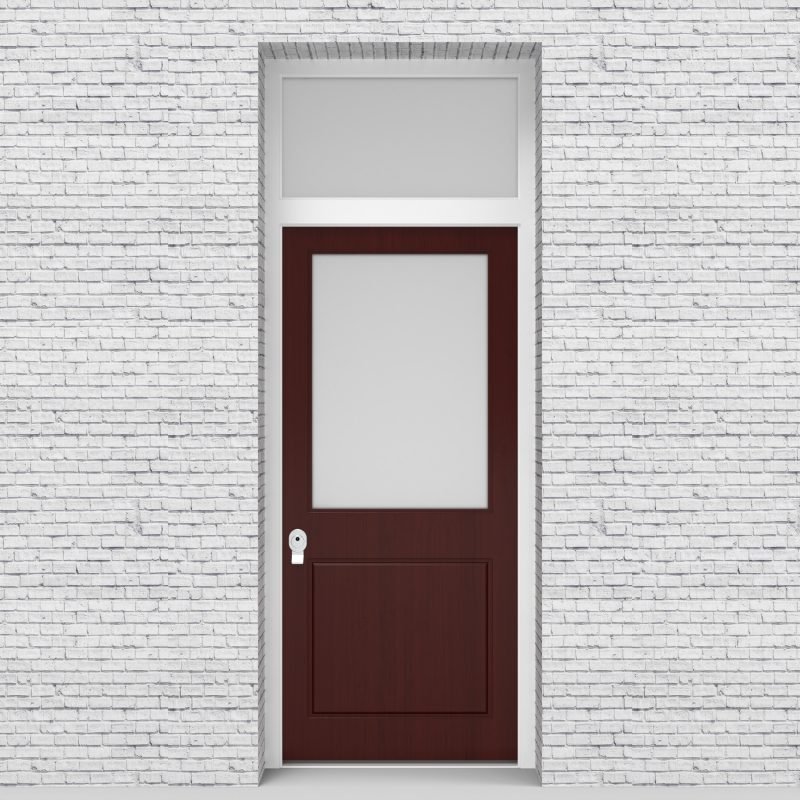 3.single Door With Transom 2 Panel With A Large Glass Pane Mahogany
