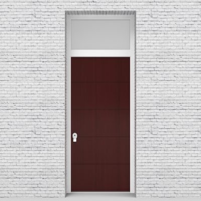 3.single Door With Transom 4 Horizontal Lines Mahogany