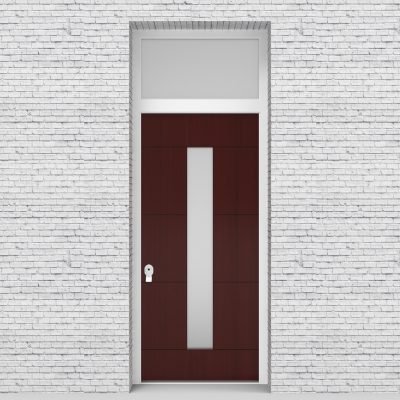 3.single Door With Transom 4 Horizontal Lines With Central Glass Mahogany