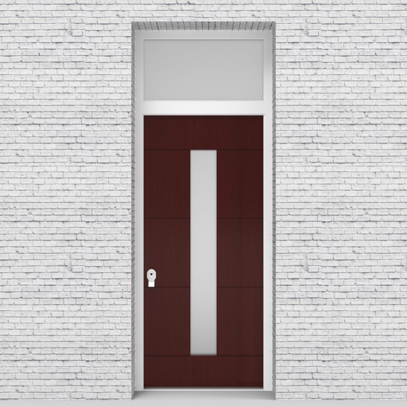 3.single Door With Transom 4 Horizontal Lines With Central Glass Mahogany