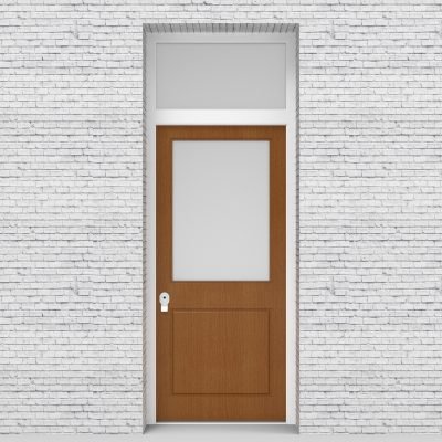 4.single Door With Transom 2 Panel With A Large Glass Pane Oak