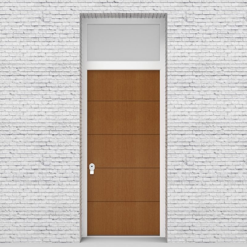 4.single Door With Transom 4 Horizontal Lines Oak