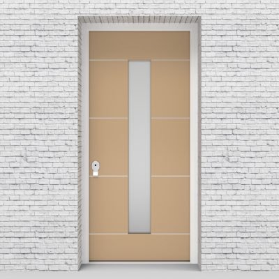 7.single Door 4 Aluminium Inlays With Central Glass Light Ivory (ral1015)